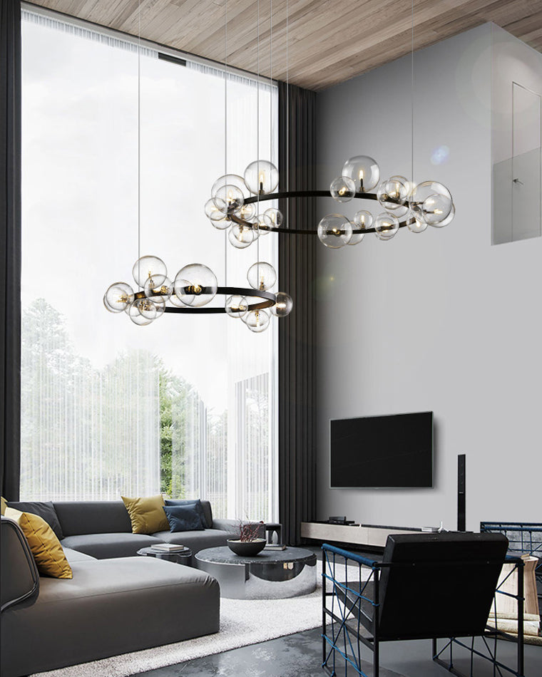 Diff Smoked Glass Bubble Circular Chandelier-DF2292