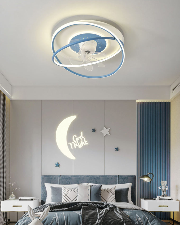 Diff Remote Oscillating Flush Mount Ceiling Fan with Dimmable Light-DF5064