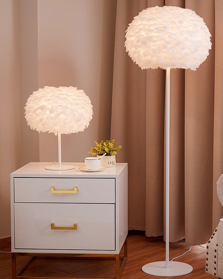 Diff Pretty Round Feather Table Night Lamp-DF8038