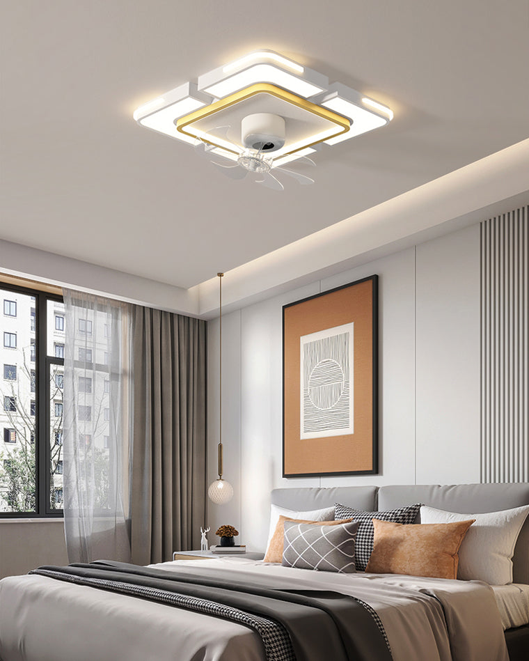 Diff Low Profile Flush Mount Ceiling Fan with Dimmable Light-DF5061