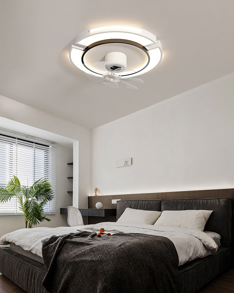 Diff Low Profile Flush Mount Ceiling Fan with Dimmable Light-DF5061