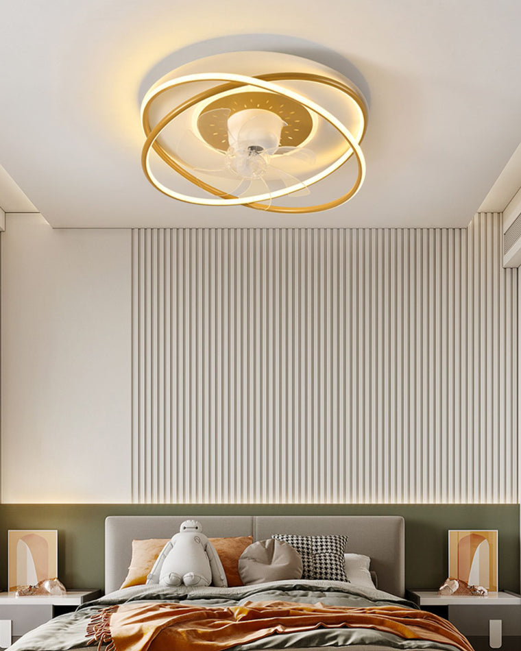 Diff Remote Oscillating Flush Mount Ceiling Fan with Dimmable Light-DF5064