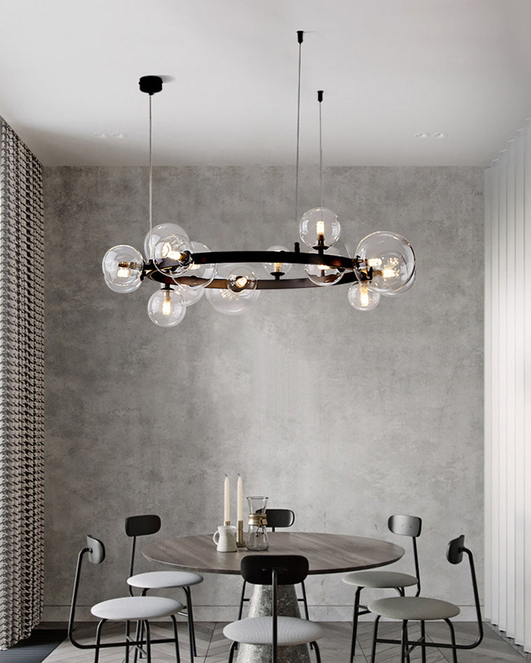 Diff Smoked Glass Bubble Circular Chandelier-DF2292