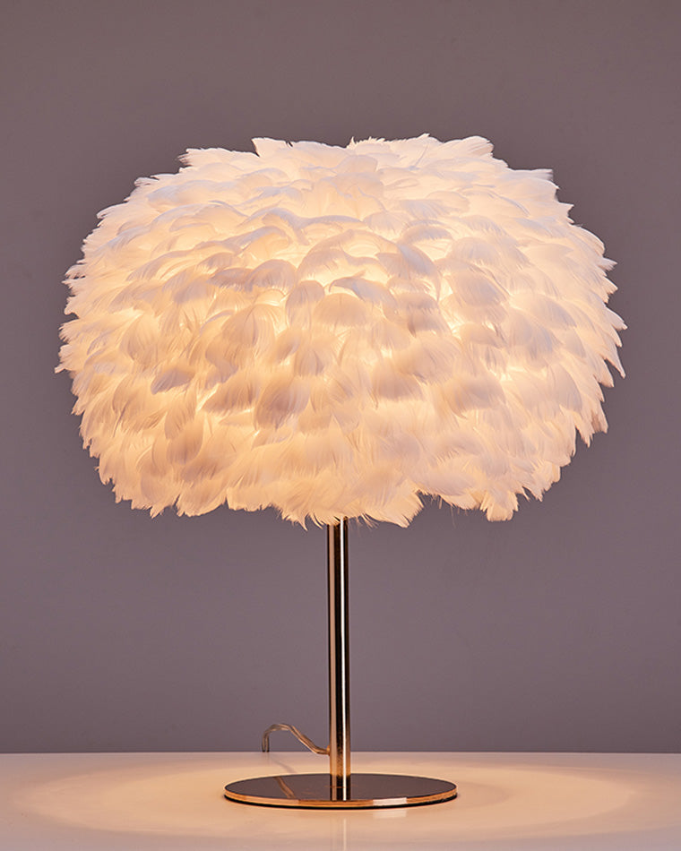 Diff Pretty Round Feather Table Night Lamp-DF8038