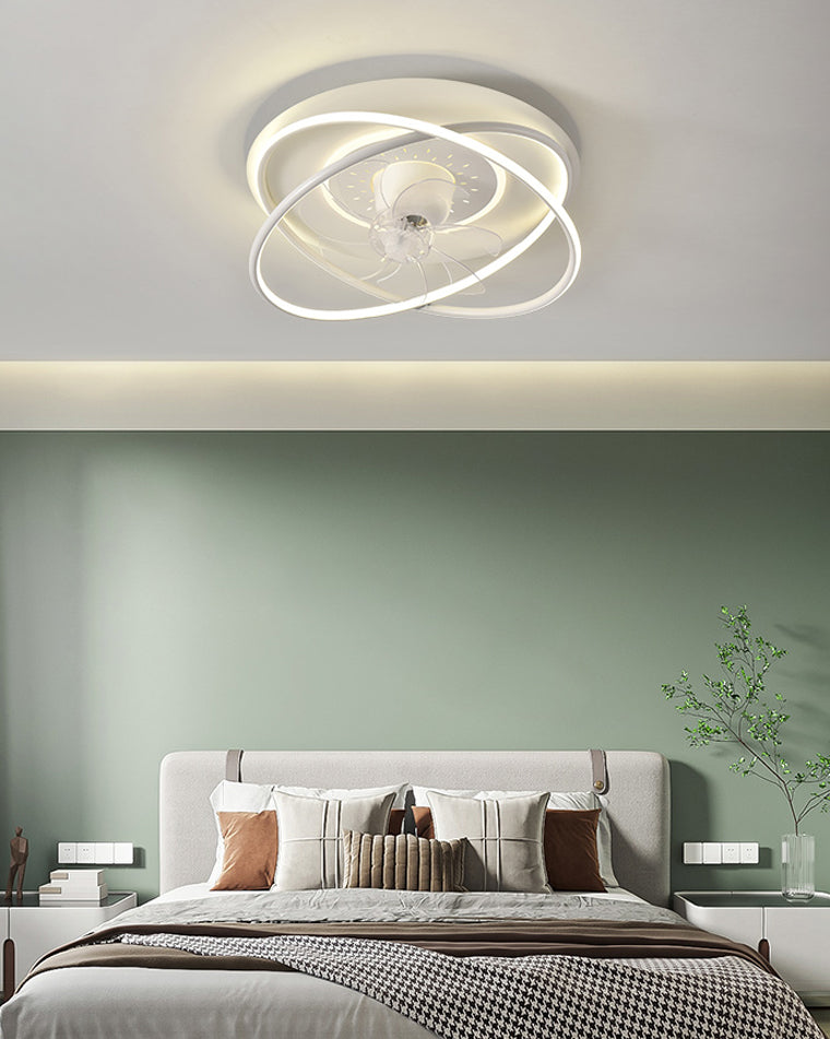 Diff Remote Oscillating Flush Mount Ceiling Fan with Dimmable Light-DF5064