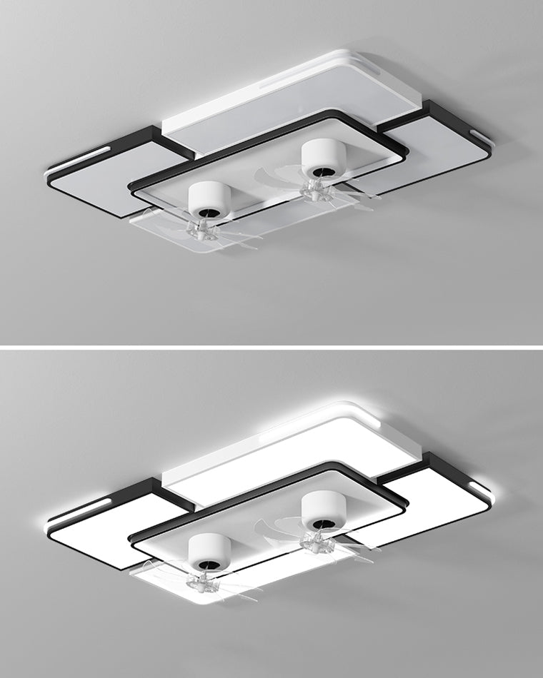 Diff Low Profile Flush Mount Ceiling Fan with Dimmable Light-DF5061