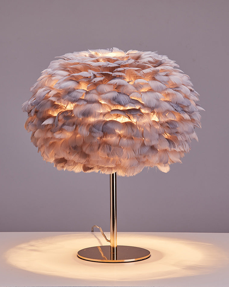 Diff Pretty Round Feather Table Night Lamp-DF8038