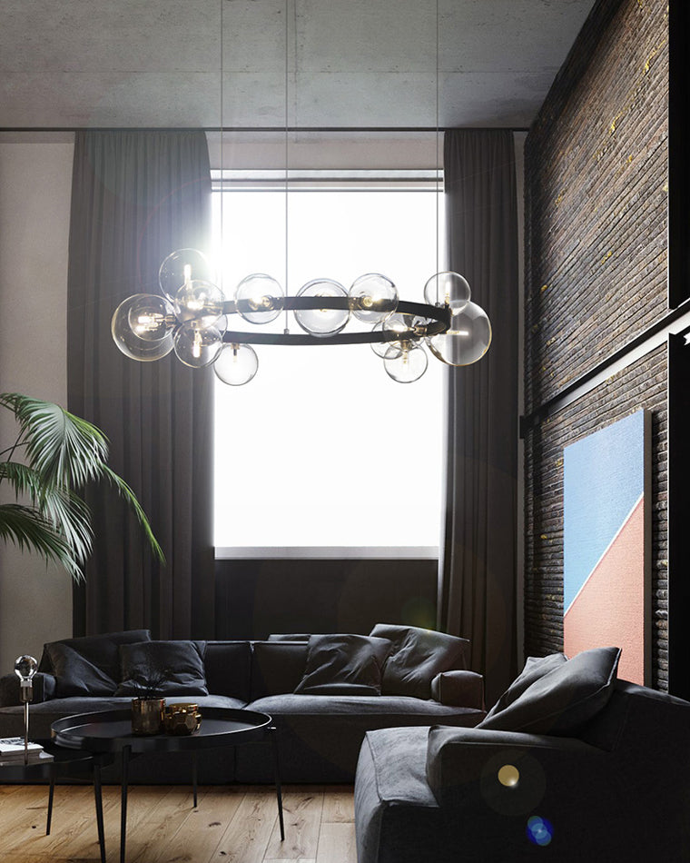 Diff Smoked Glass Bubble Circular Chandelier-DF2292