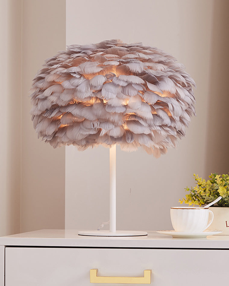 Diff Pretty Round Feather Table Night Lamp-DF8038