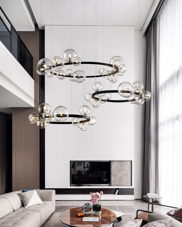 Diff Smoked Glass Bubble Circular Chandelier-DF2292