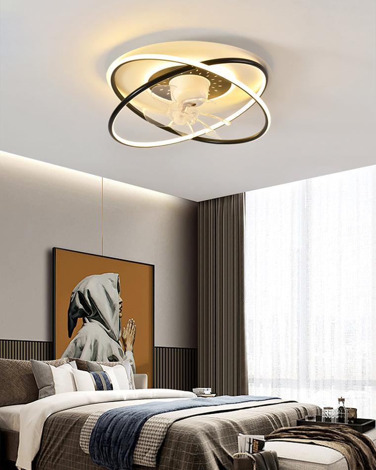 Diff Remote Oscillating Flush Mount Ceiling Fan with Dimmable Light-DF5064