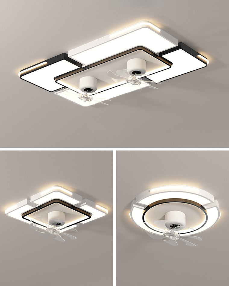 Diff Low Profile Flush Mount Ceiling Fan with Dimmable Light-DF5061