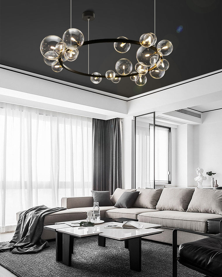 Diff Smoked Glass Bubble Circular Chandelier-DF2292