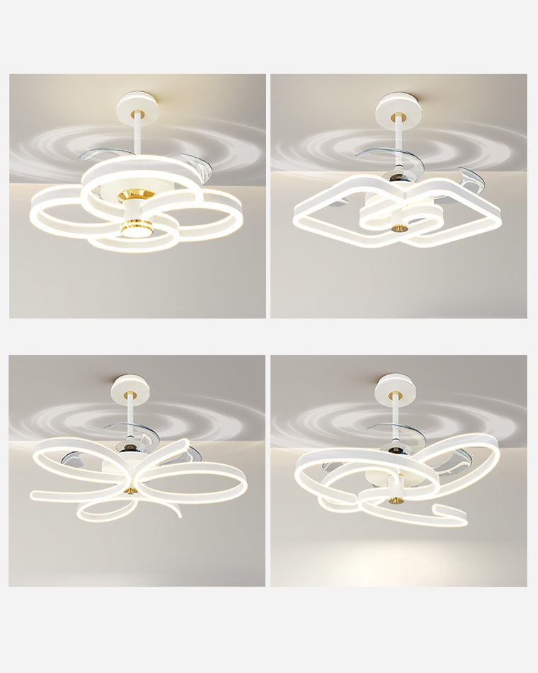Diff 24" Remote Ceiling Fan Chandelier with Dimmable Bright Light-DF5043