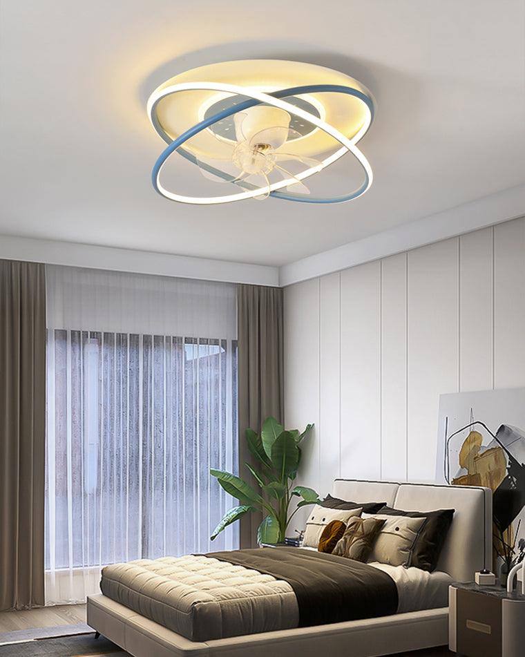 Diff Remote Oscillating Flush Mount Ceiling Fan with Dimmable Light-DF5064