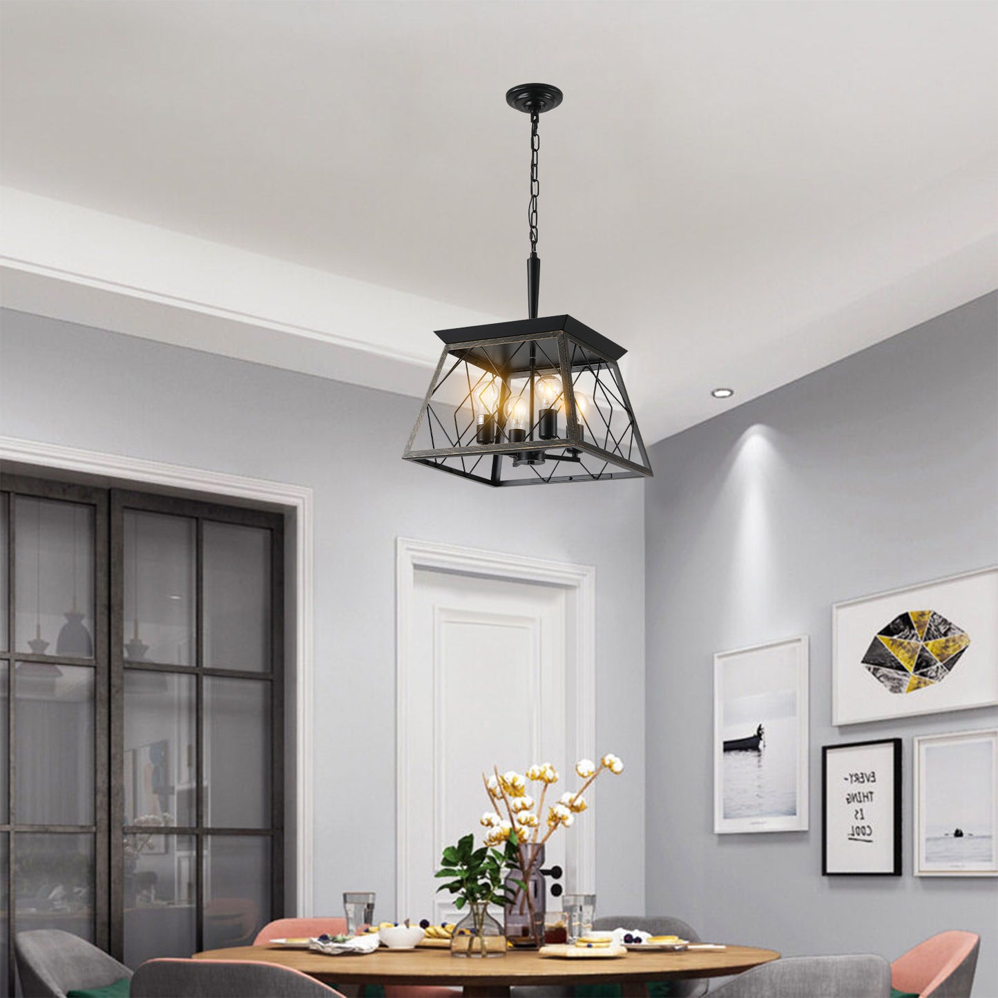 Farmhouse Chandelier 4-Light Vintage Antique Chandeliers -DG2016