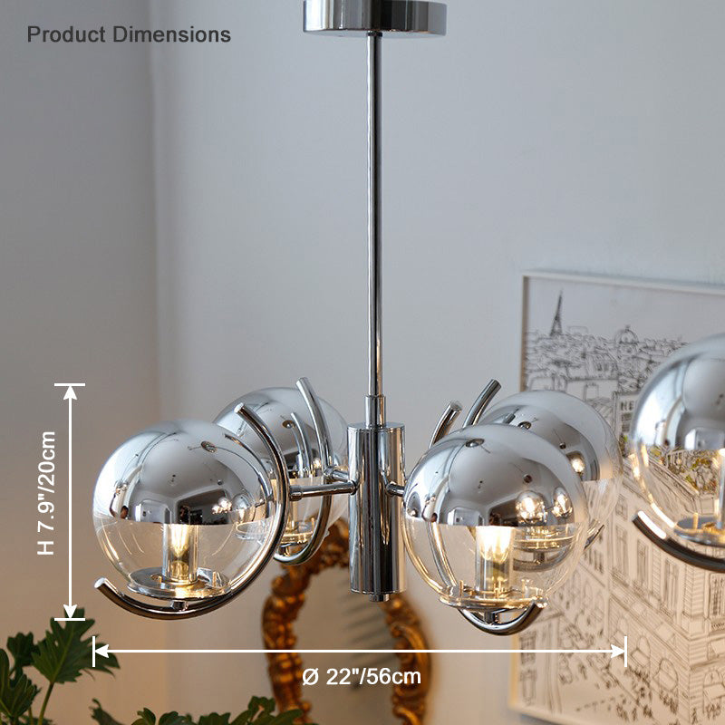 Diff 1920s Chrome Glass Chandelier-DF2306