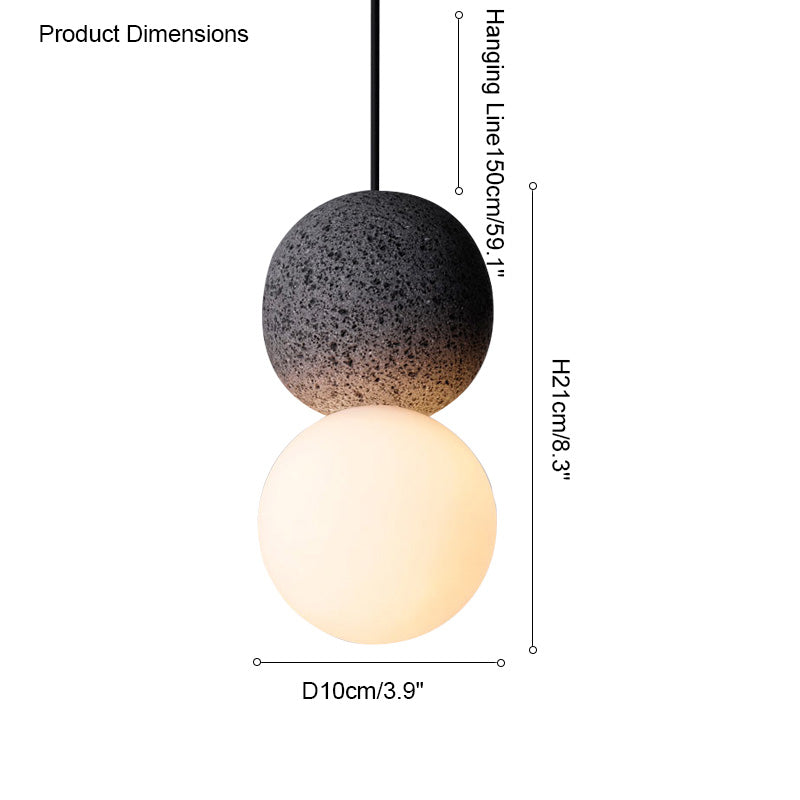 Diff White & Black Glass Globe Pendant Light-DF2086