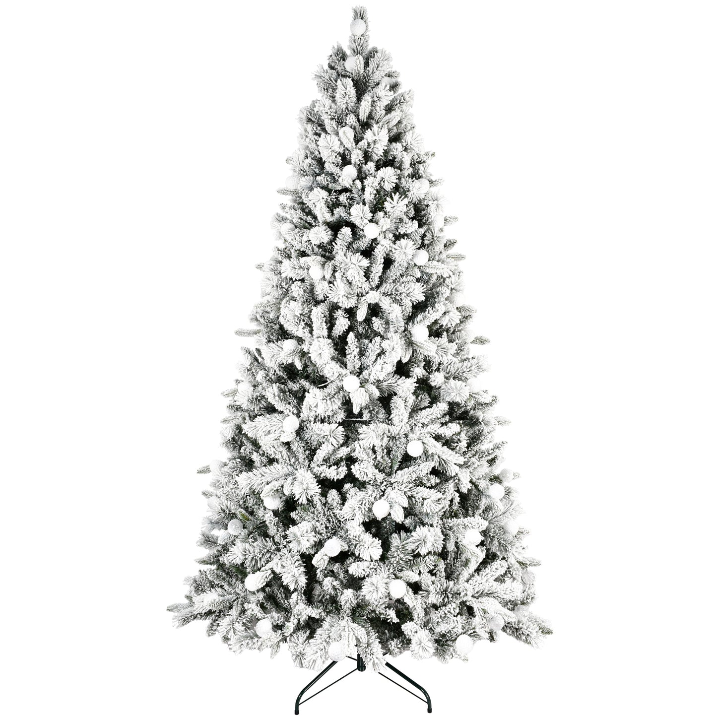 8FT PE+PVC Floceked Christmas Tree with Easy Power & Memory Wire Technology, 470 Dual-Color LEDs With 10 Function, G45 Bulbs, and 1793 Tips , Innovative Holiday Experience!