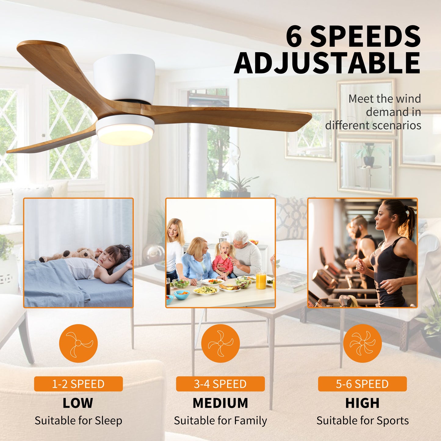 42 inch Wood Ceiling Fans with Lights