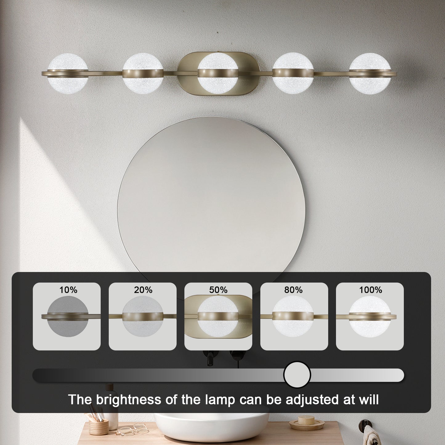 Modern Minimalist LED 5 Bulb Bathroom Vanity Light-DG2039