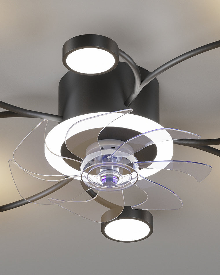 Diff Low Profile Flush Mount Ceiling Fan Chandelier with Remote-DF5051
