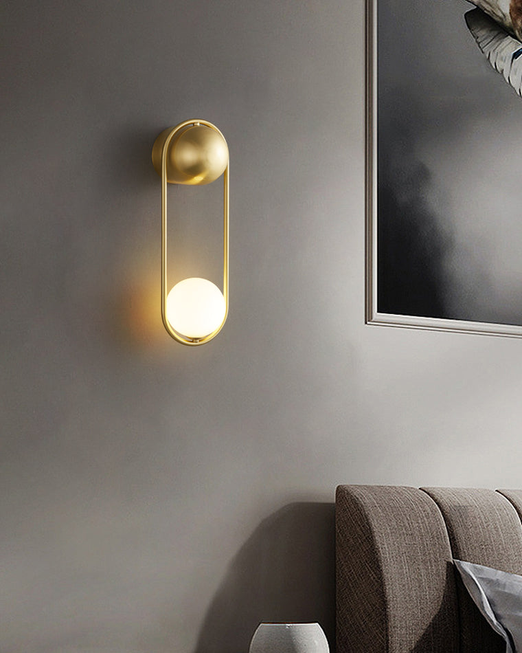 Diff Milk Glass Globe Brass Wall Sconce-DF6098
