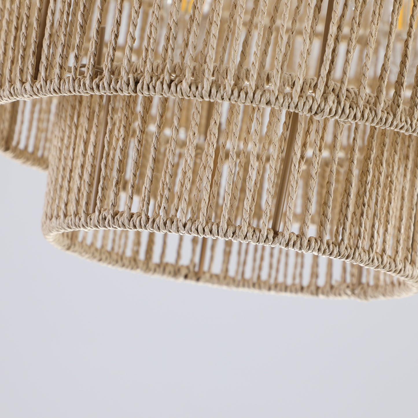 Bohemian style Woven Pendant Light with 5-Tier Rattan Chandelier-DG2052
