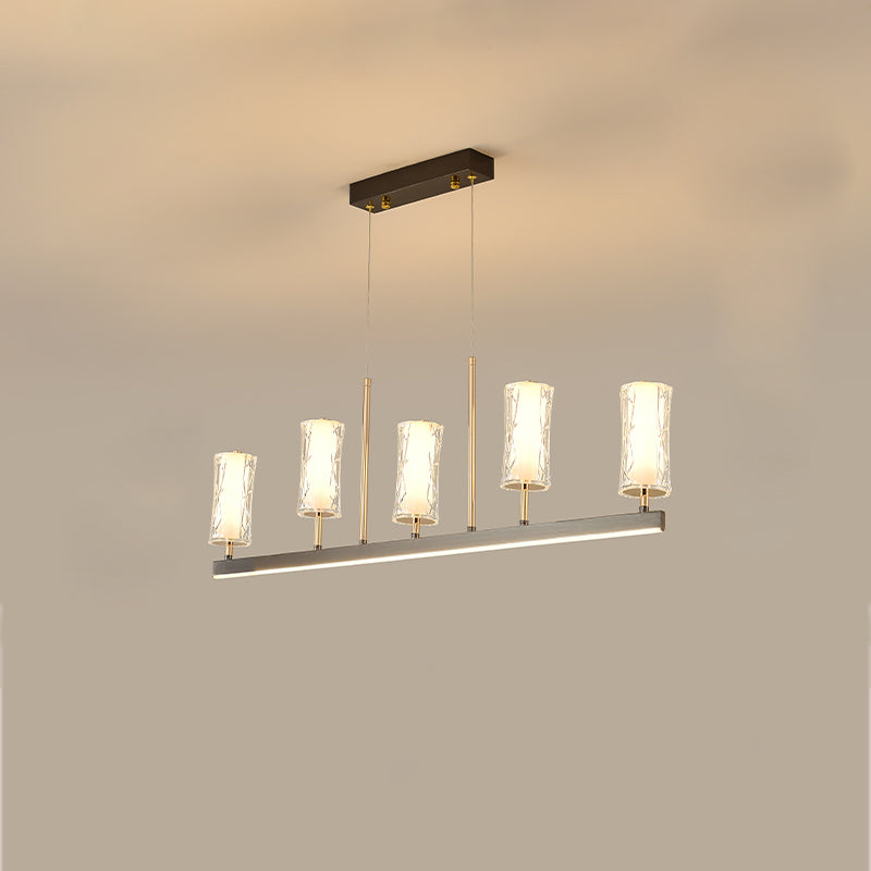 Diff Black and Gold Pillar Candle Linear Chandelier-DF2278