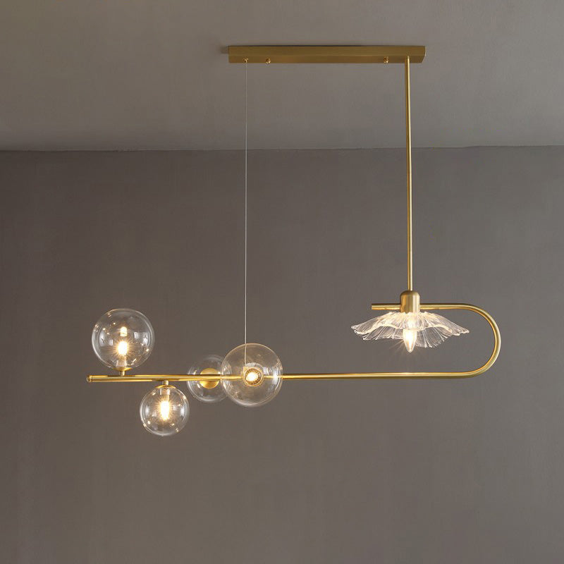 Diff Linear Glass Bubble Brass Chandelier-DF2252