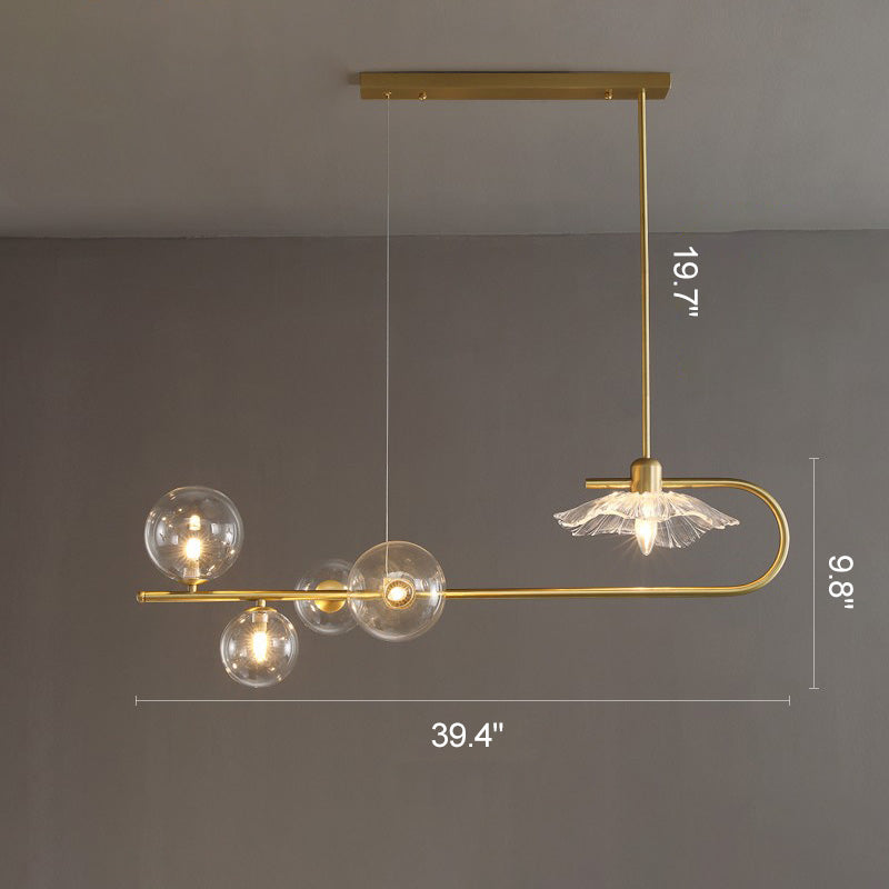 Diff Linear Glass Bubble Brass Chandelier-DF2252