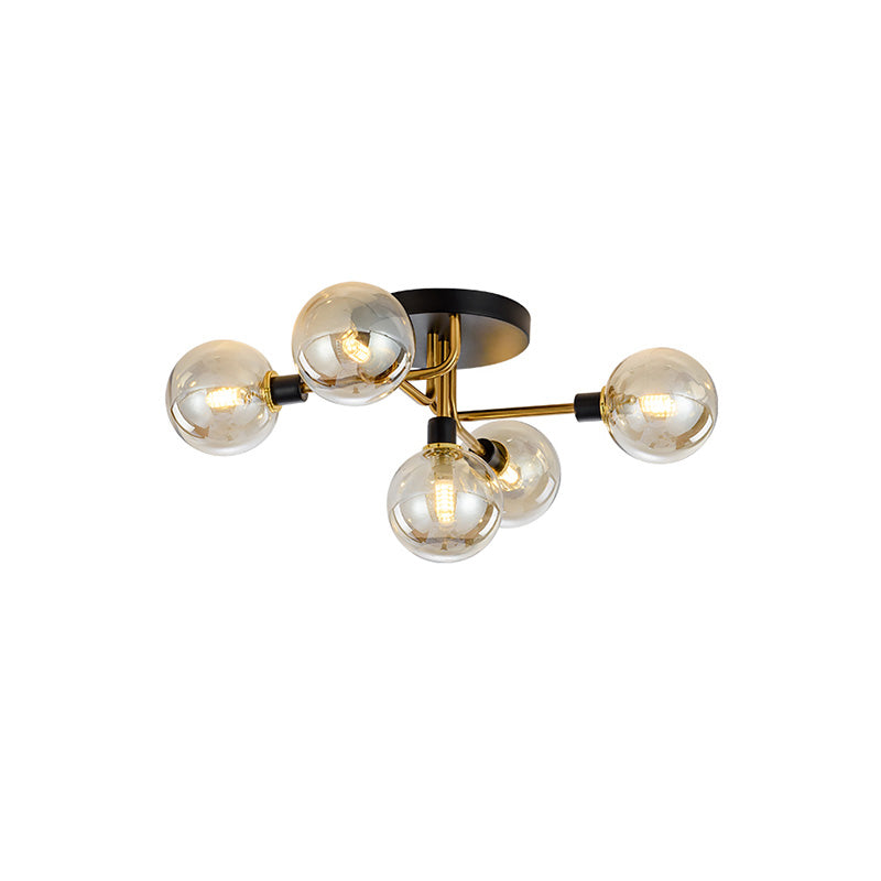 Diff Ribbed Smoked/Green Glass Globe Ceiling Light-DF1110