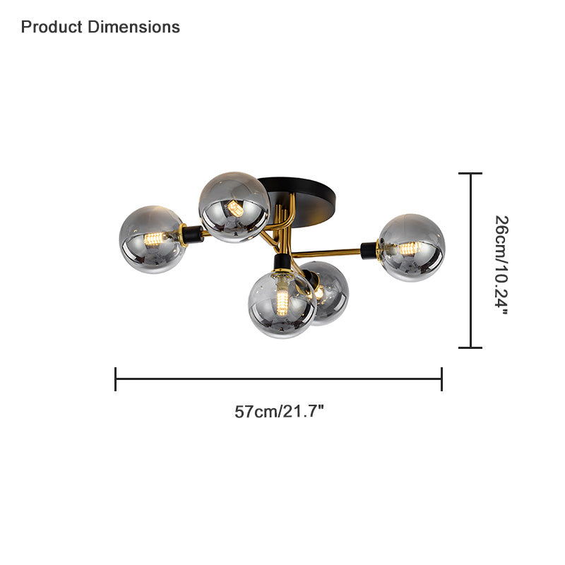 Diff Ribbed Smoked/Green Glass Globe Ceiling Light-DF1110
