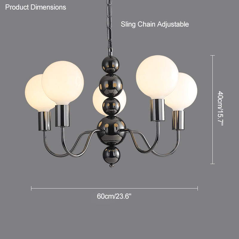 Diff Milk Glass Globe Black Arm Chandelier-DF2173