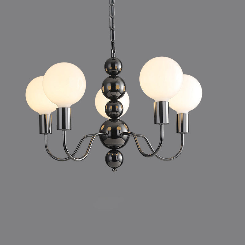 Diff Milk Glass Globe Black Arm Chandelier-DF2173