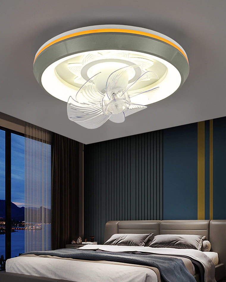 Diff Remote Oscillating Small Flush Mount Ceiling Fan with Dimmable Light-DF5041