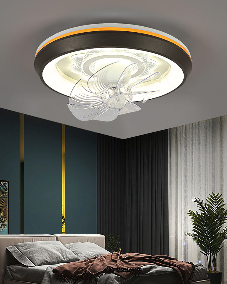 Diff Remote Oscillating Small Flush Mount Ceiling Fan with Dimmable Light-DF5041