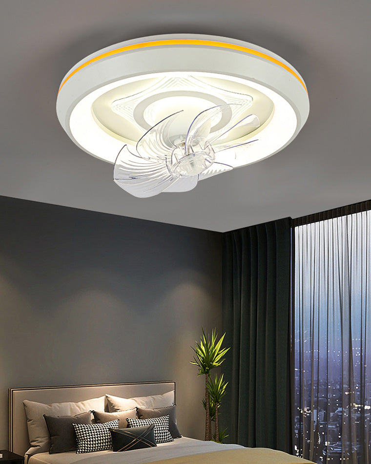 Diff Remote Oscillating Small Flush Mount Ceiling Fan with Dimmable Light-DF5041