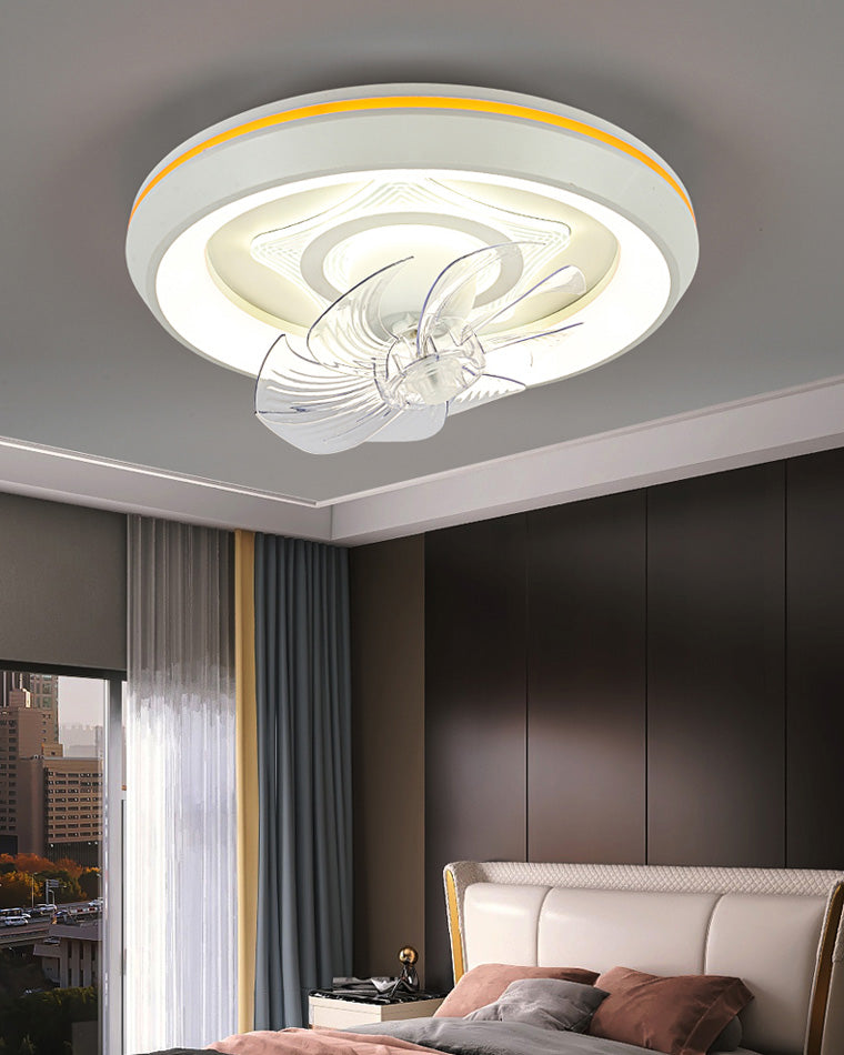 Diff Remote Oscillating Small Flush Mount Ceiling Fan with Dimmable Light-DF5041