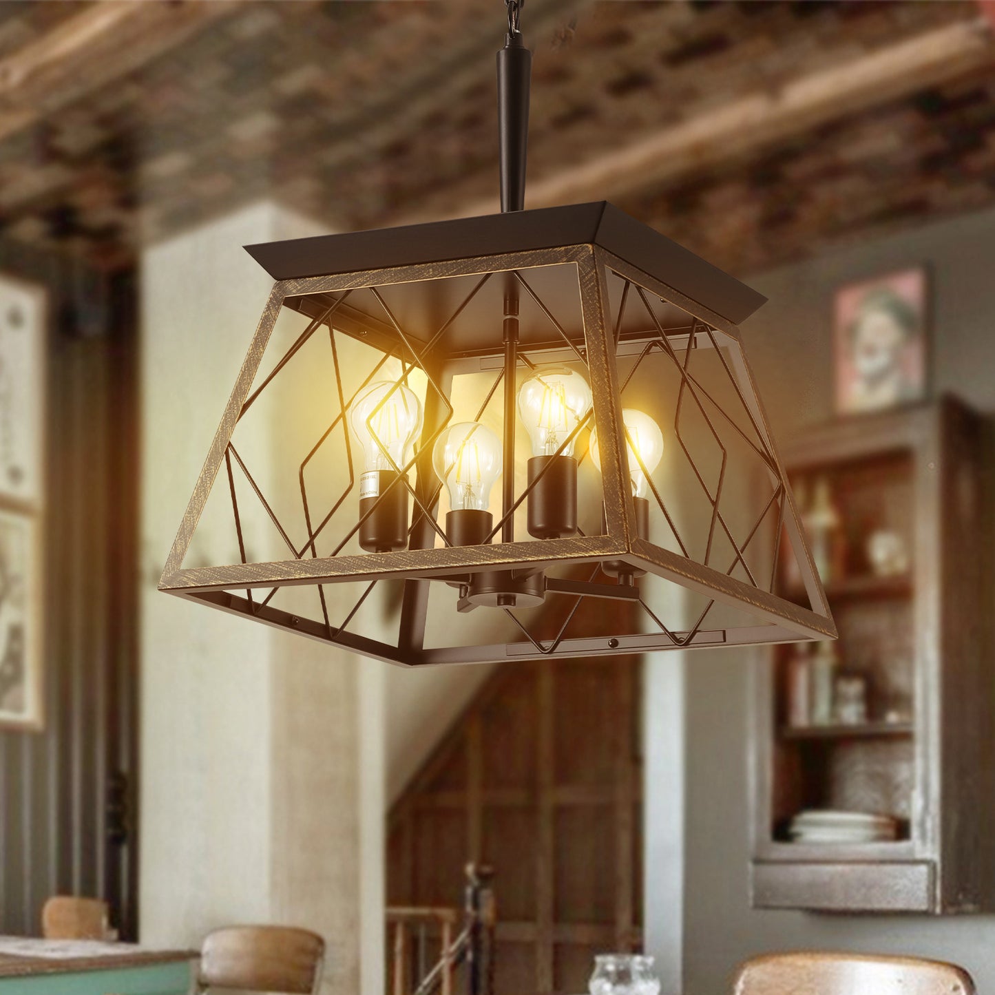 Farmhouse Chandelier 4-Light Vintage Antique Chandeliers -DG2016