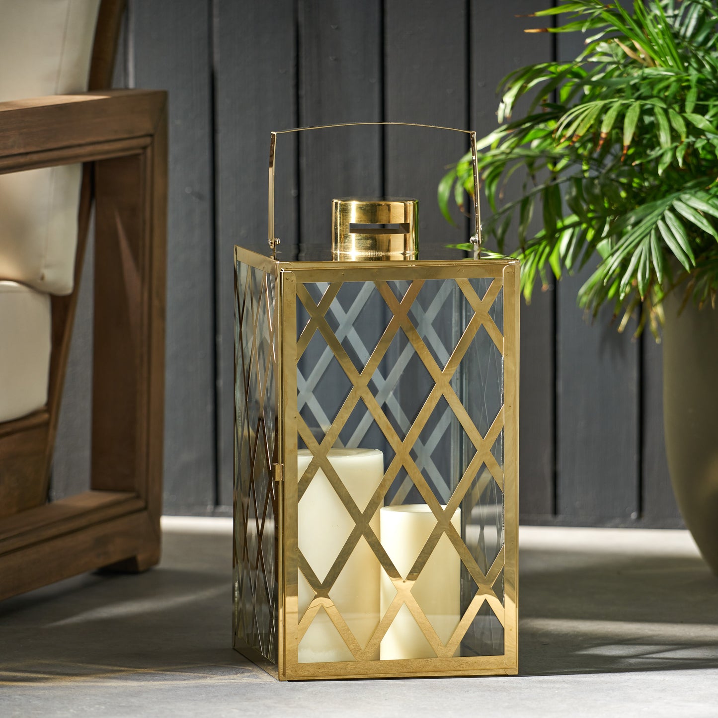 ANTON 18"H STAINLESS STEEL LANTERN