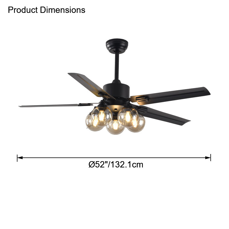 Diff 52" Glass Globe Ceiling Fan Chandelier-DF5009