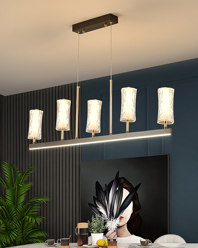 Diff Black and Gold Pillar Candle Linear Chandelier-DF2278