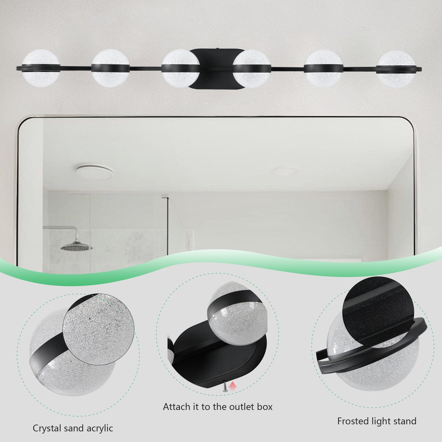 Vanity Lights With 6 LED Bulbs For Bathroom Lighting-DG2048