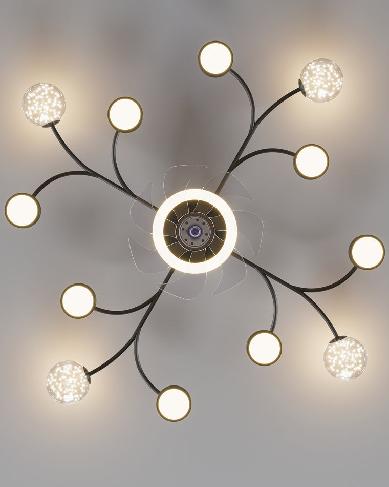 Diff Low Profile Flush Mount Ceiling Fan Chandelier with Remote-DF5051