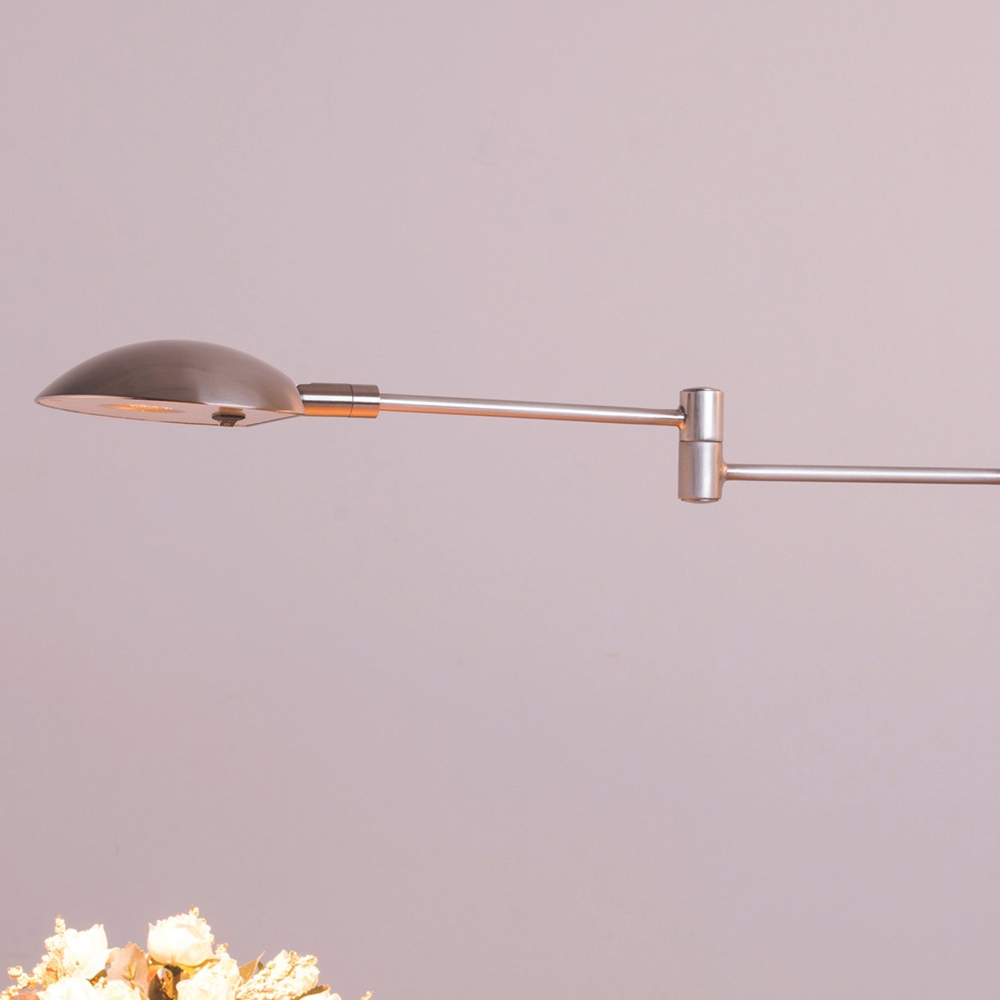 15.75" Tall" Luna" Swing Arm LED Desk Lamp, Satin Steel