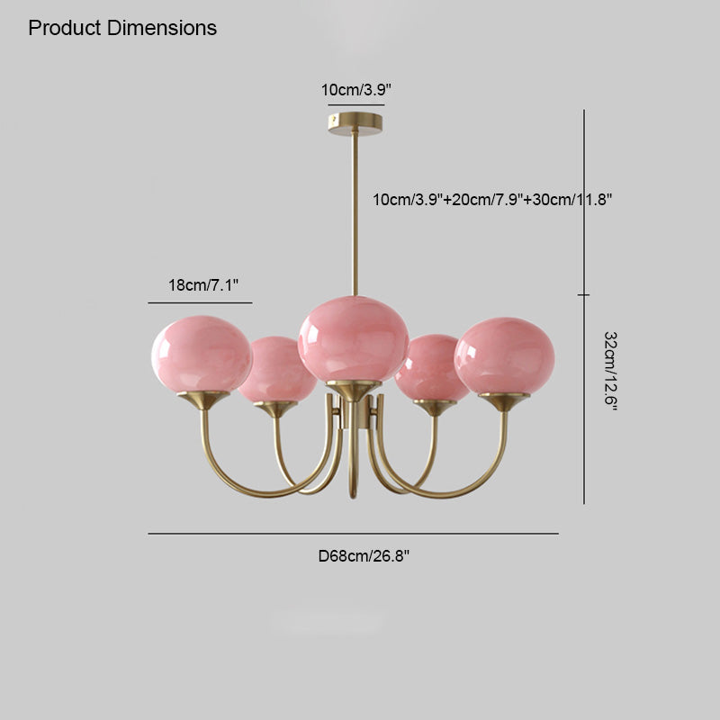 Diff Pink Glass Globe Arm Chandelier-DF2052