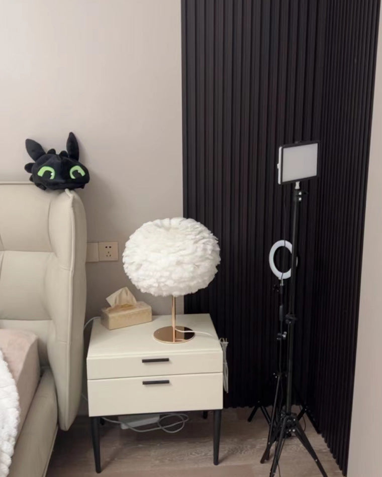 Diff Pretty Round Feather Table Night Lamp-DF8038