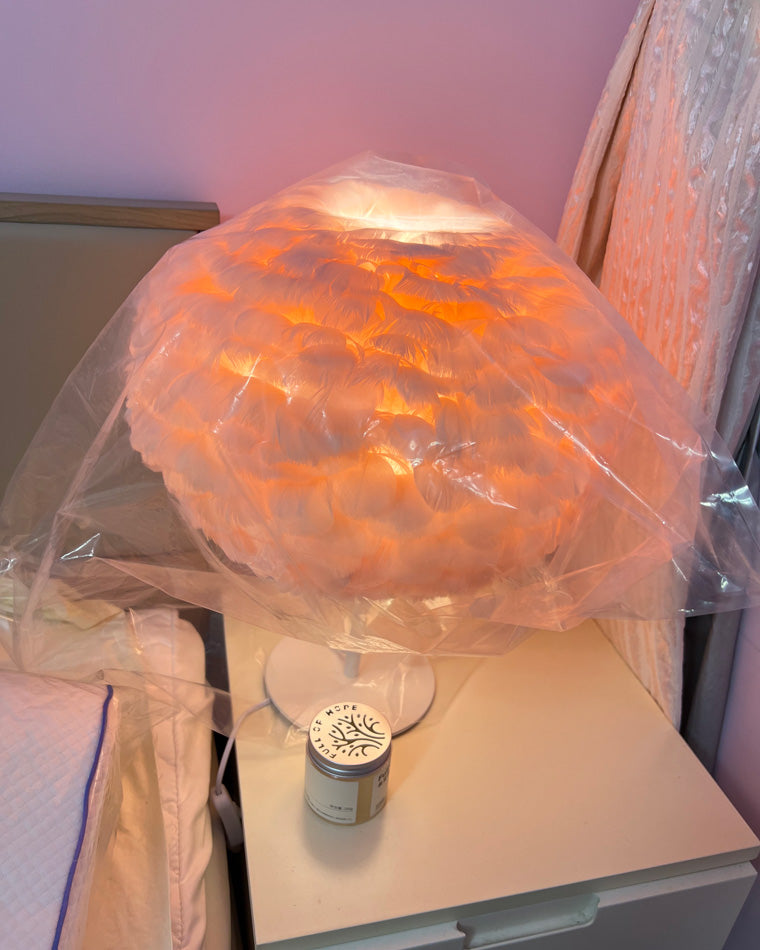 Diff Pretty Round Feather Table Night Lamp-DF8038