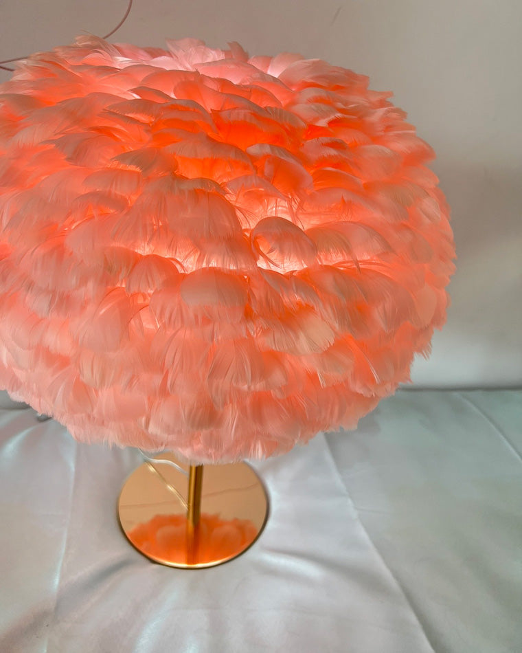 Diff Pretty Round Feather Table Night Lamp-DF8038